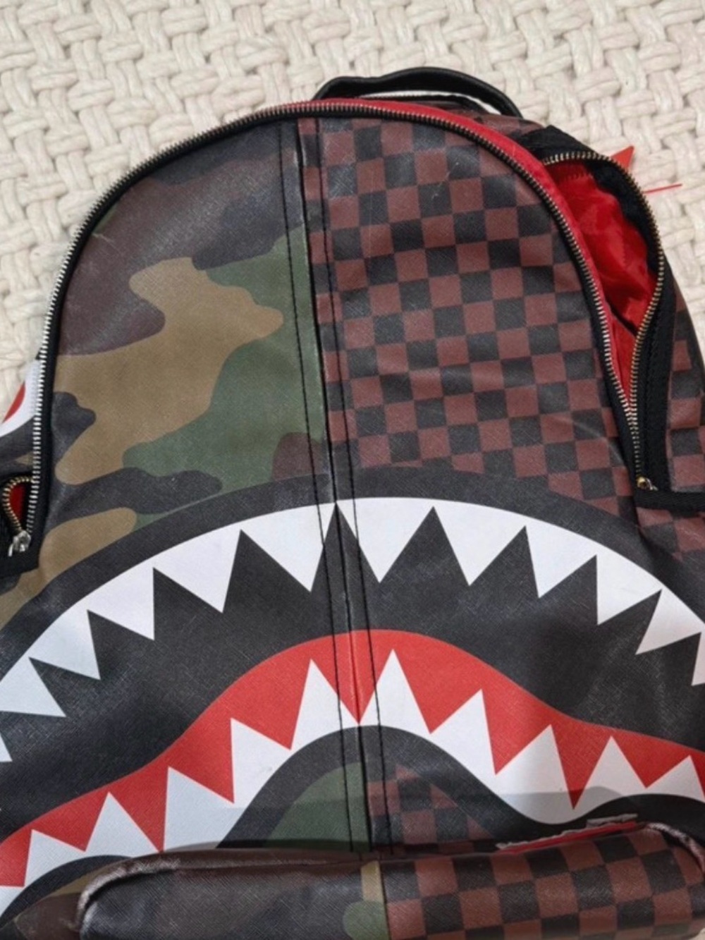 Sprayground Camo Checker Shark-Mouth Backpack